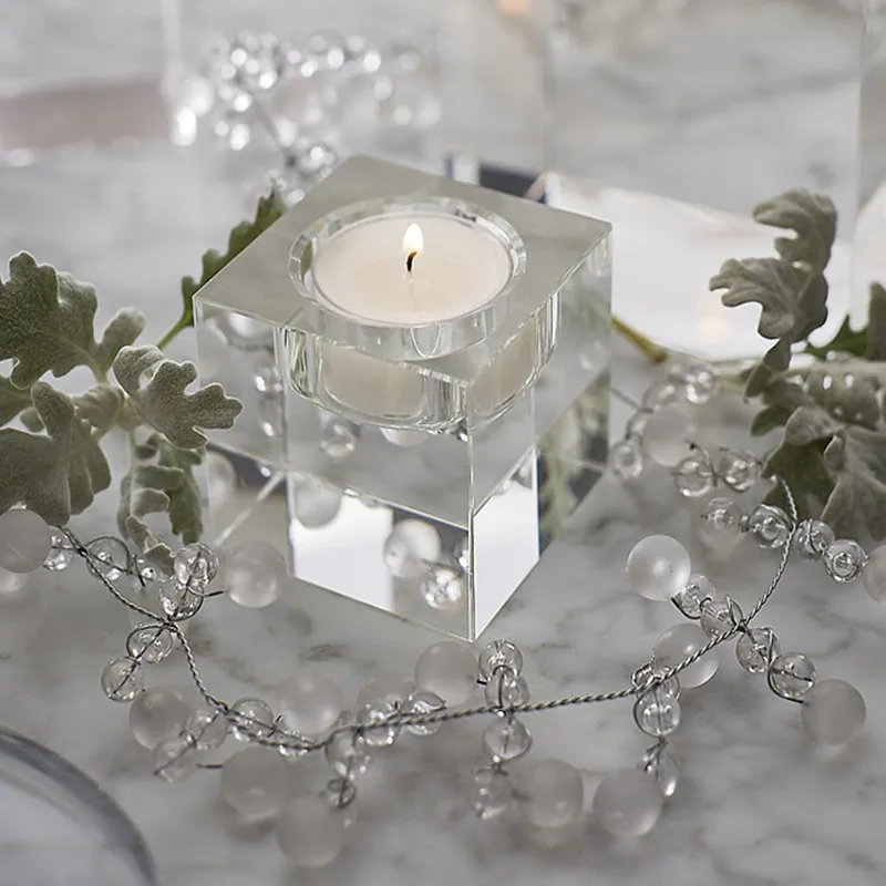 Кристальная квадратная подставка для свечей XINTOU прозрачная домашнего декора