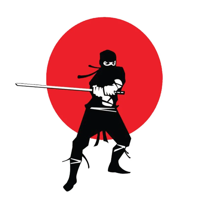 

YJZT 12.8CM*15.2CM Cute Ninja Warrior Fighting PVC Car Sticker 11-00203