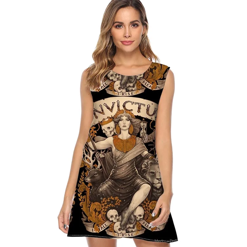 

Women Dress 2019 Fashion Cute Leaves Print Casual Loose Summer Dress Sleeveless O neck Mini Chiffon Dress Sundress