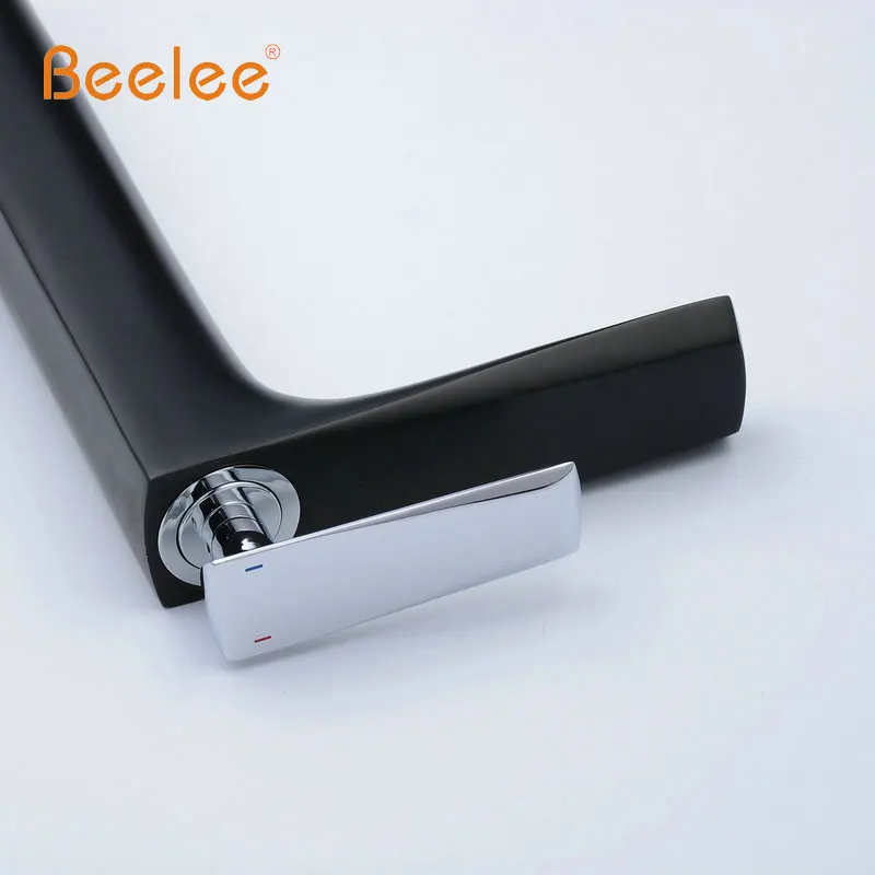 

Beelee Free Shipping Elegant Golden With White Black Basin Faucet Bathroom Single Handle Tap Washbasin Hot And Cold Mixer Tap