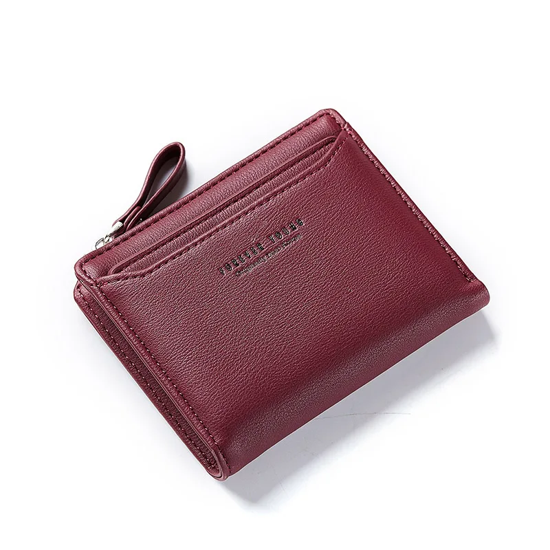 Wine Red WEICHEN женские кошельки с индивидуальным ID держатель для карт на молнии с карманом для монет дамские маленькие кошельки женский кошелек Carteira высокое качество - Цвет: Wine Red