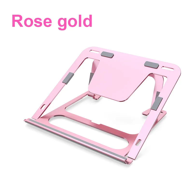 Rose gold Складная портативная подставка для ноутбука Подставка для планшета алюминиевый охлаждающий стол с регулируемой высотой Подставка для планшета держатель для ноутбука 11-17,3 дюймов - Цвет: Rose gold