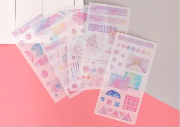 6 Sheets/Set Unicorn Sticker Stationery Kawaii Sticker Flakes Novelty Cartoon Custom Stickers Diary Decoration Cute Stickers