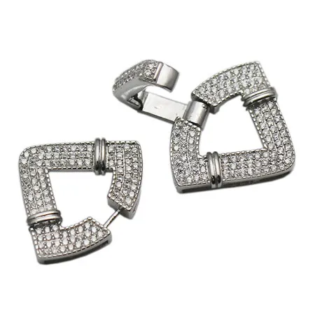 Beadsnice чистого 925 пробы серебра кубического циркония DIY ювелирных изделий складной над застежкой ювелирных изделий Разъем составные части ожерелья ID35282