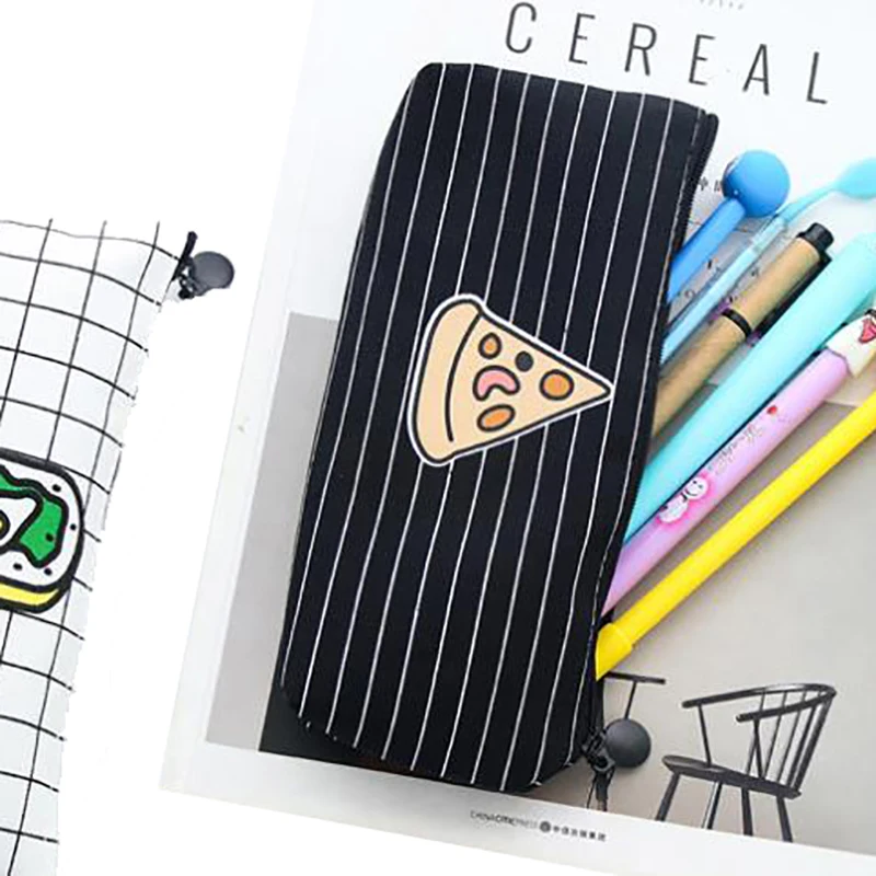 Милый чехол-карандаш из парусины для пиццы и картофеля фри каваи канцелярские