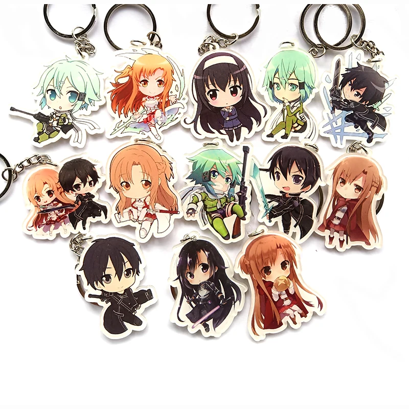 13 шт./компл. аниме брелок меч искусство онлайн Подвески Kirigaya Kazuto Sachi Asuna Doublesdie