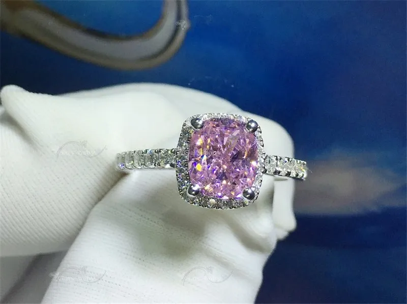 Камень кольцо 925 пробы Серебряная Подушка cut 3ct AAAAA Циркон cz обручальное кольца для
