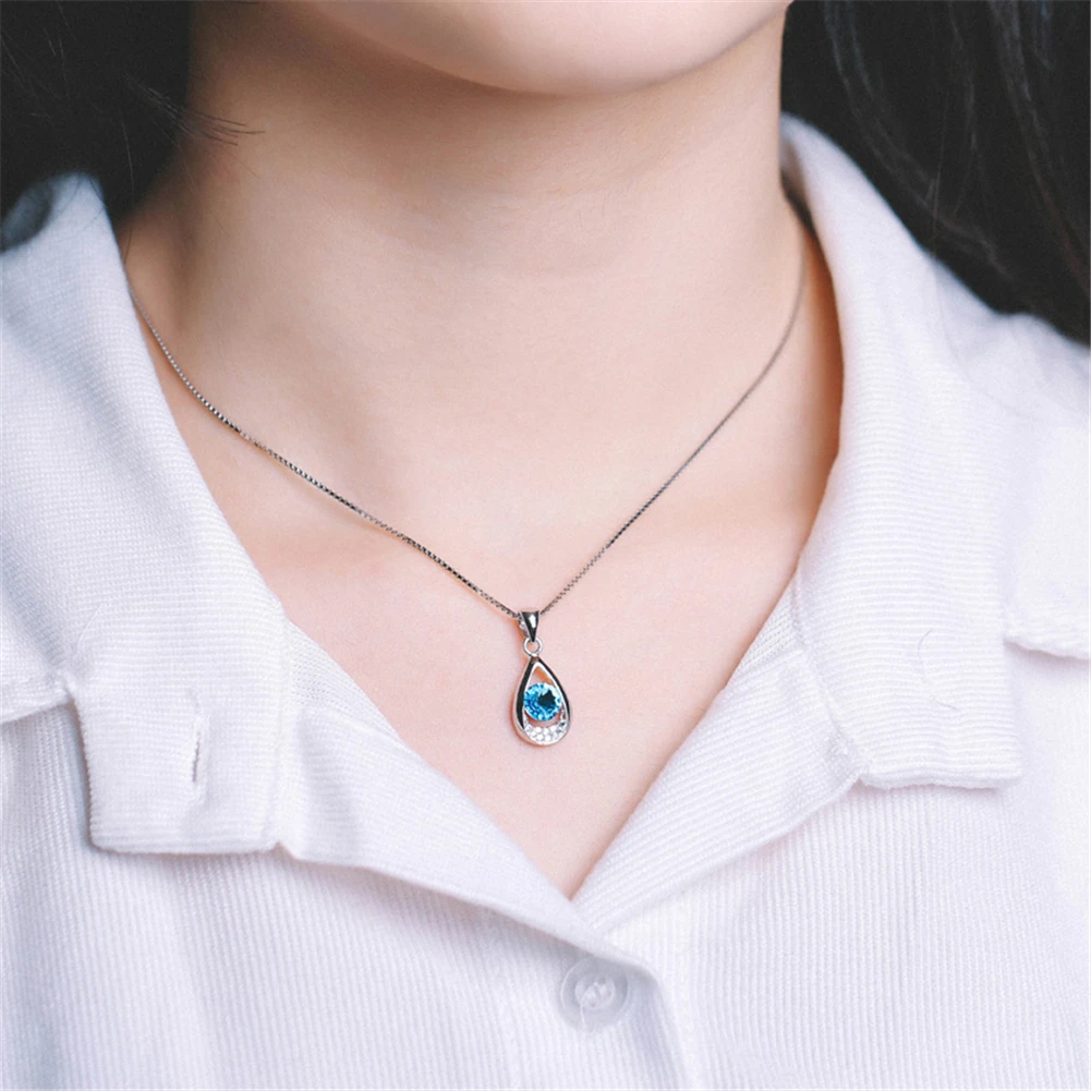 Ожерелье из настоящего серебра 925 пробы ювелирное изделие подвеска в виде капли