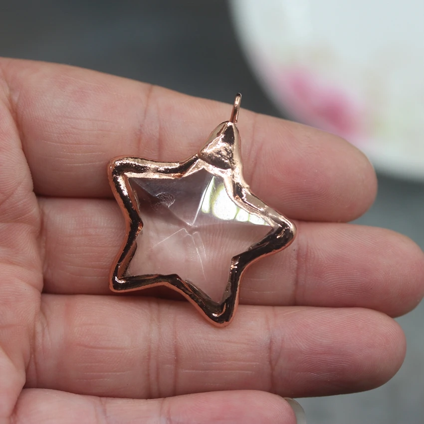 5 шт./лот Стеклянные Подвесные серьги-гвоздики в форме звезды покрытие из