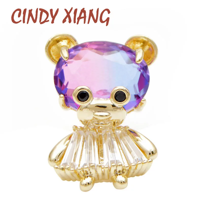 CINDY XIANG 2 цвета на выбор Радужный кубический цирконий медведь брошь воротник для