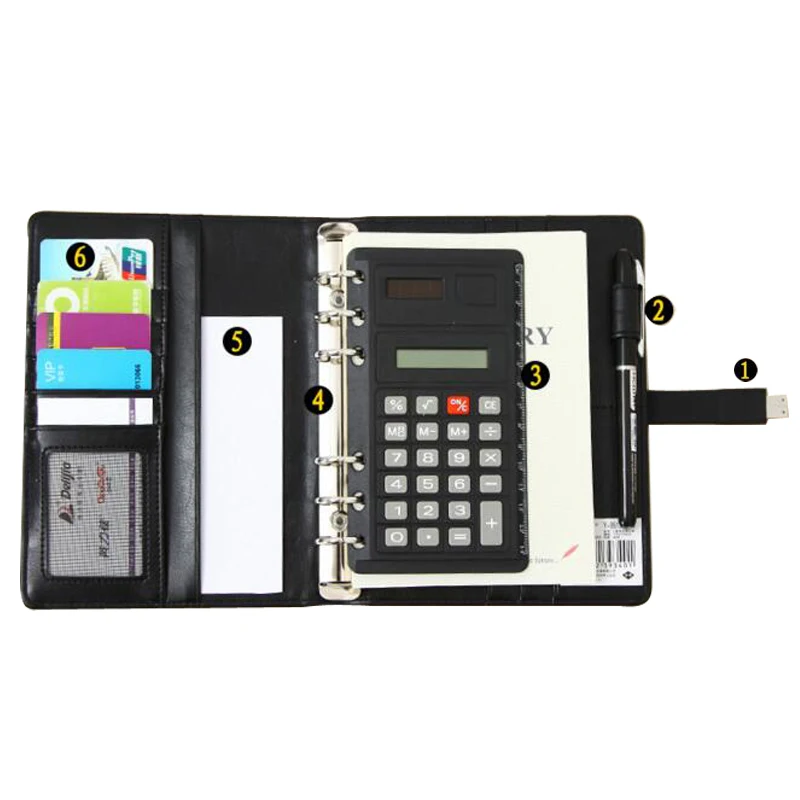А5 кожаный бизнес ноутбук 4G u клавишная застежка спиральная композиция книга