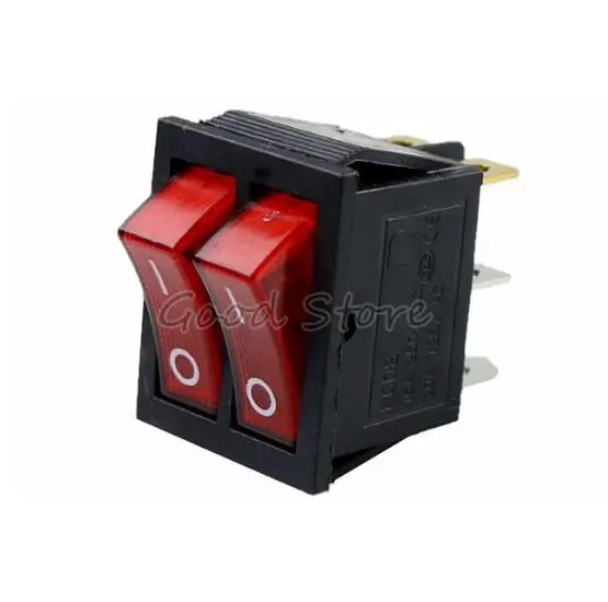 red 1 шт. KCD8 6PIN 16A 250V 20A 125V двойной светильник кулисный переключатель Водонепроницаемый ВКЛ-ВЫКЛ - Цвет: red
