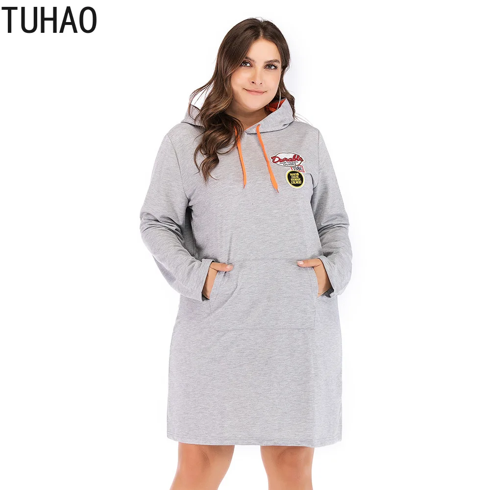 Женское платье с капюшоном TUHAO Повседневное большого размера 5XL 4XL 3XL карманами и