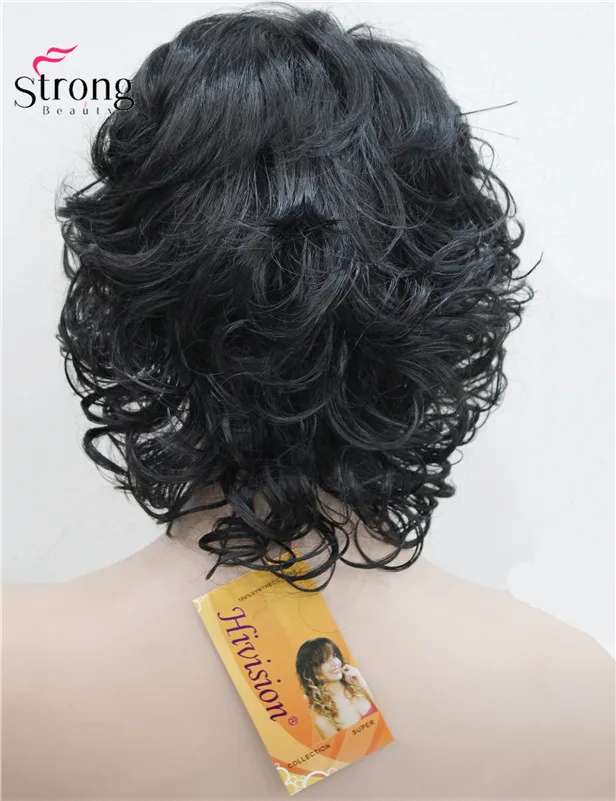 StrongBeauty короткие взъерошенные кудри коричневый, рыжий, блонд полный синтетические парики выбор цвета - Цвет: 2 Natural Black