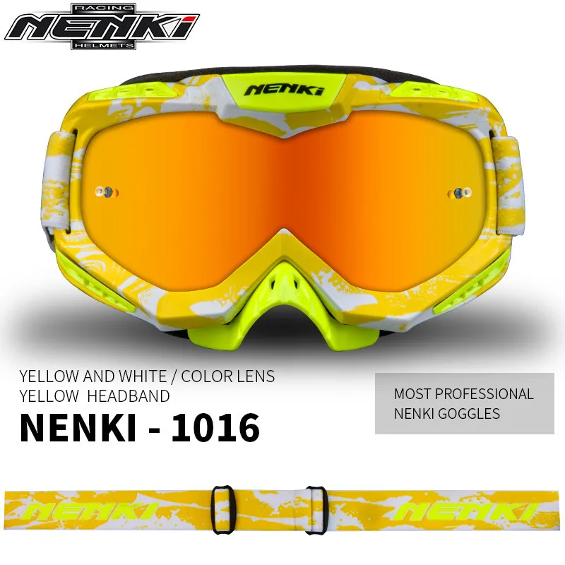 Yellow NENKI очки для мотокросса беговые лыжи сноуборд ATV маска Oculos Gafas мотоциклетный шлем 1016-1 MX очки - Цвет: Yellow