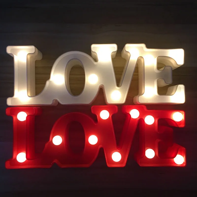 Романтическая Светодиодная лампа 3D LOVE с буквенным принтом ночник теплый свет