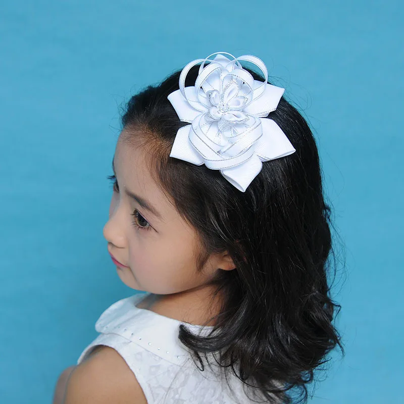 

20pcs 4.5-5" Boutique Hair Bows Girls Kids Children Alligator Clip Grosgrain Ribbon Headbands 100 Color