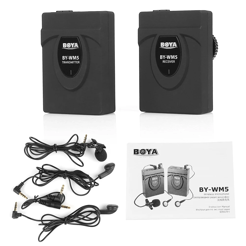 BOYA BY-WM5 Pro Wireless Lavalier Lapel Microphone System for DSLR Canon Nikon Sony DV Camera Camcorders Audio Studio Recorder |