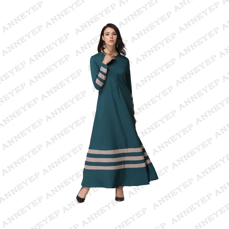 Новый стиль Модное Длинное Платье в полоску мусульманское женское платье с