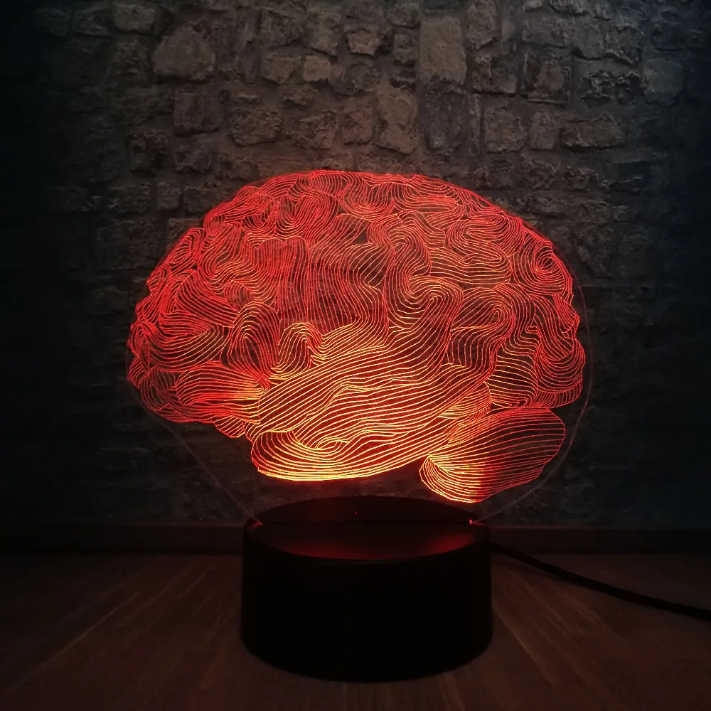 Инновационный осветительный прибор Прохладный головного мозга 3D светодиодный светильник ночник многоцветный RGB градиент доктор дома декоративные на день рождения, рождественский подарок