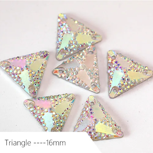 Triangle Большая распродажа! 50 шт. смешанные полимерные стразы для шитья, маркиза, блестящие стразы с плоской задней стороной, цветные стразы для шитья, аксессуары для одежды, B1137 - Цвет: Triangle