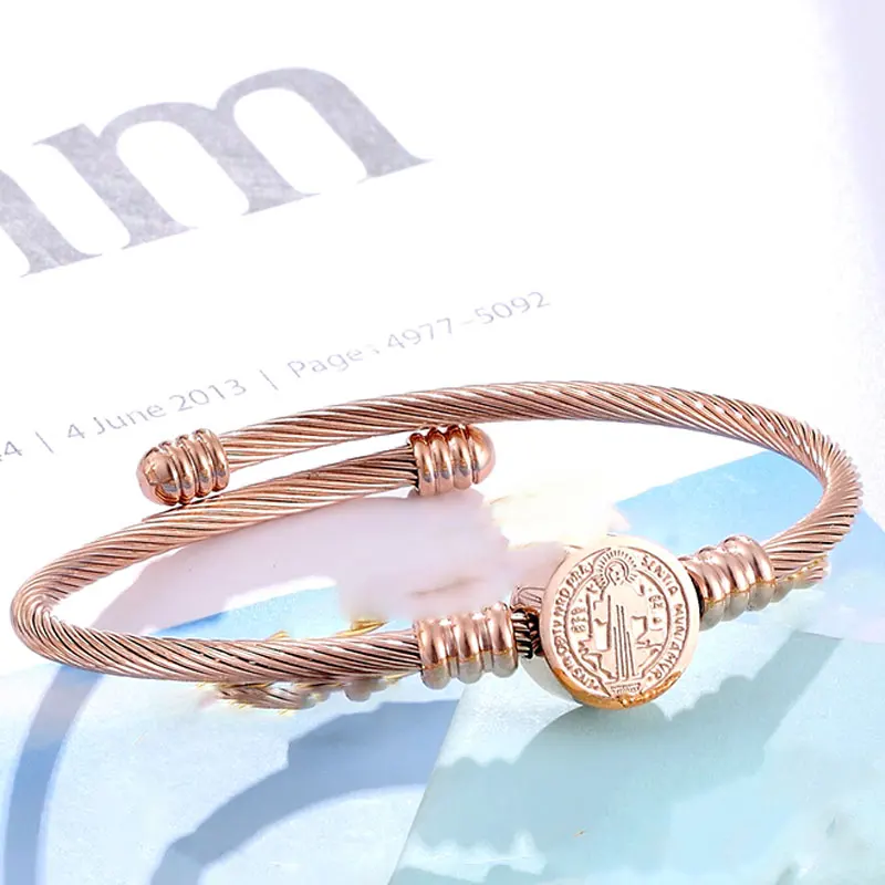 Rose Gold Высокое качество нержавеющая сталь Регулируемый размер браслет для женщин витой кабель провода браслет armbanden voor vrouwen - Окраска металла: Rose Gold