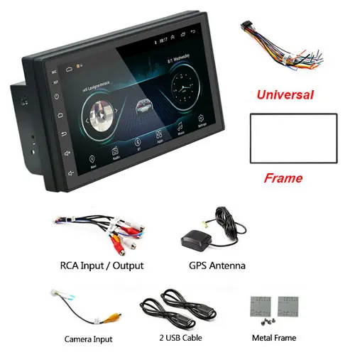 Podofo 2DIN Andriod Авторадио gps навигация автомобильный мультимедийный плеер WiFi USB FM 2 Din " автомобильный аудио Радио стерео резервный монитор - Цвет: With Frame
