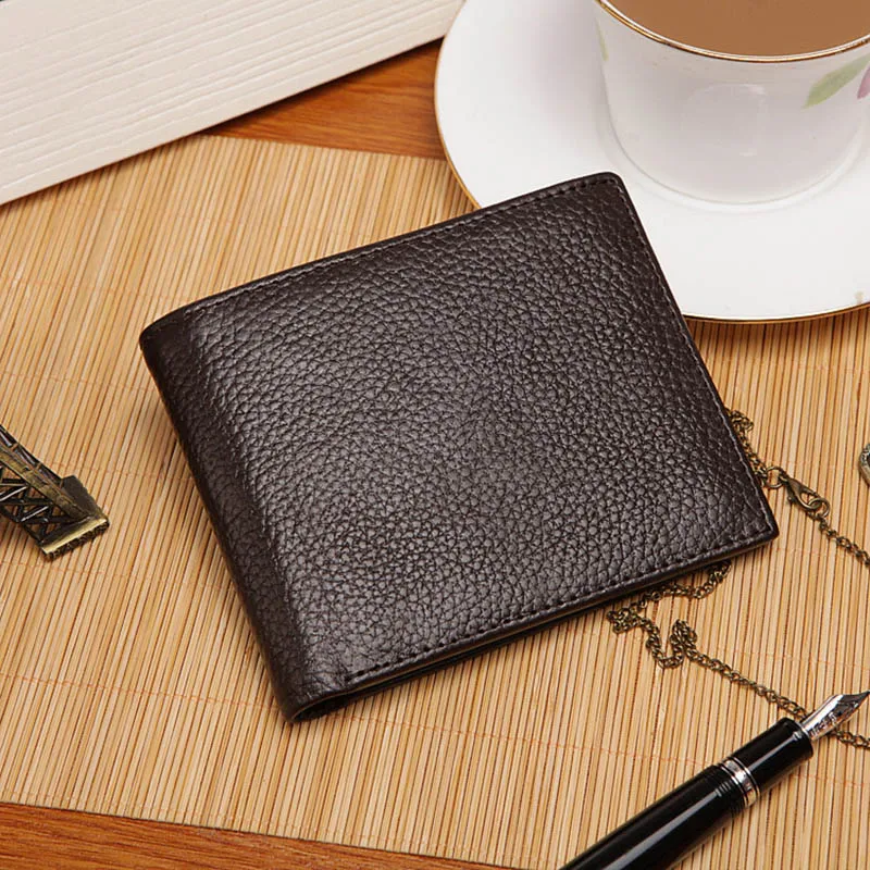 DIDE Coffee Black Purse For Men Genuine Leather Men's Wallets Small Thin Male Wallet Card Holder Cowskin Soft Mini Purses