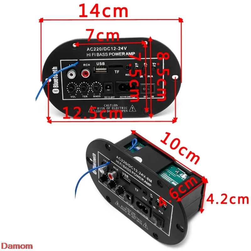 40 Вт Автомобильный Bluetooth Сабвуфер Hi-Fi усилитель басов доска аудио TF USB 220 В/12 В/24 В