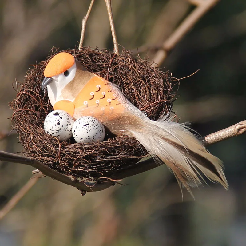Счастливое пасхальное искусственное гнездо из пенопласта мини ПЭ перепелиное
