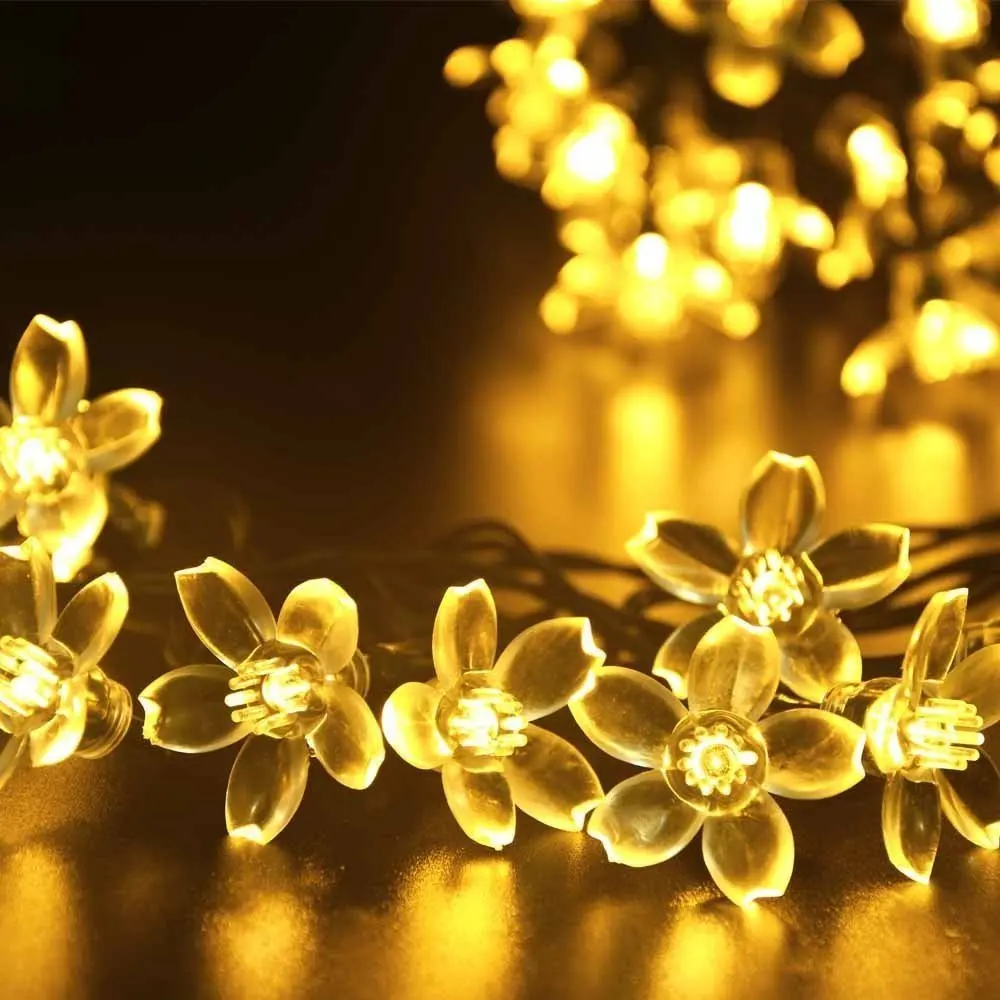 Outdoor Solar Powered Plum Blossom Lights String Party Decoration Striking 20 LED Beads string Light Birthday Garden | Лампы и