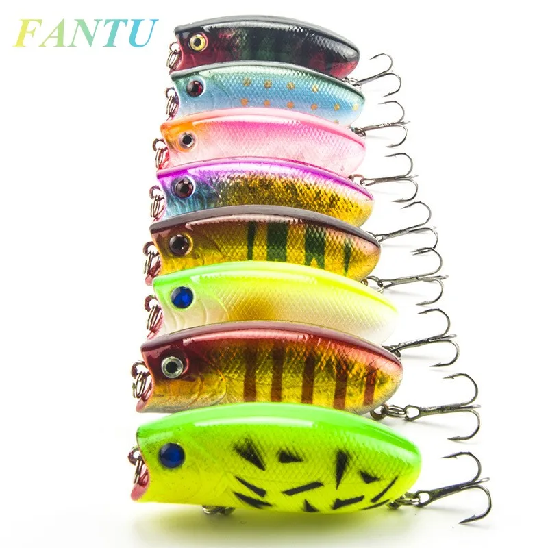 FANTU Popper Fishing Lure 11g/5.5cm Artificial Hard Top Water Pooper With 8# Hook Tackles 5PCS | Спорт и развлечения