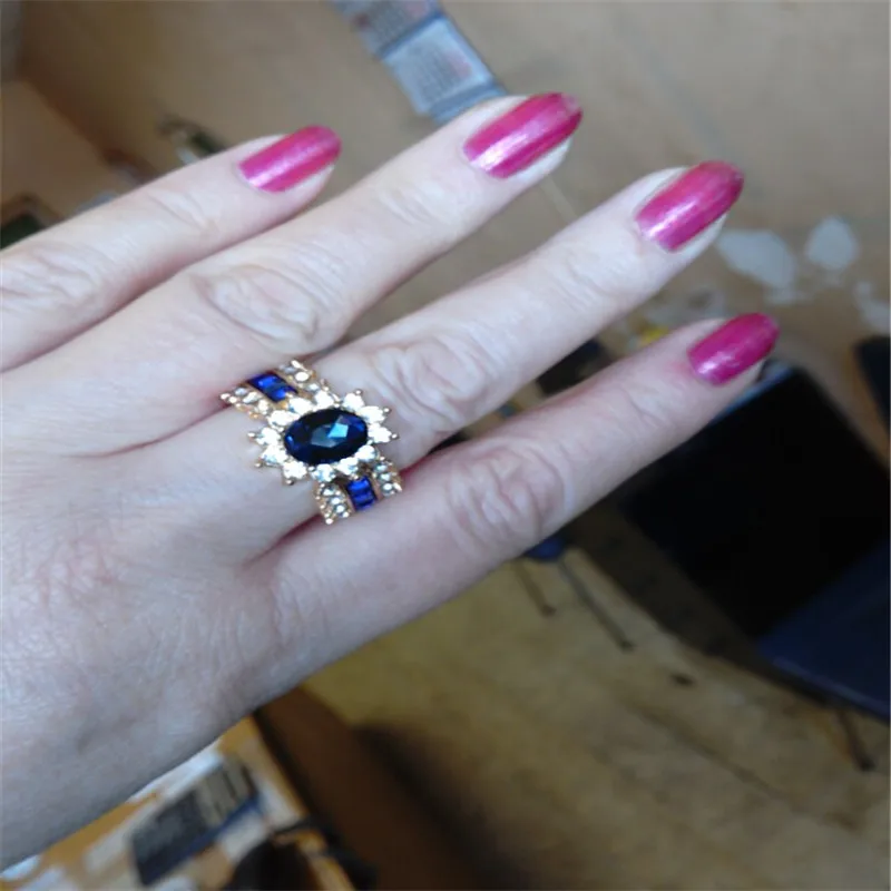 Женское кольцо с фианитом Fatpig синее для помолвки размер 6 12|ring size|blue zircon ringwomen fashion