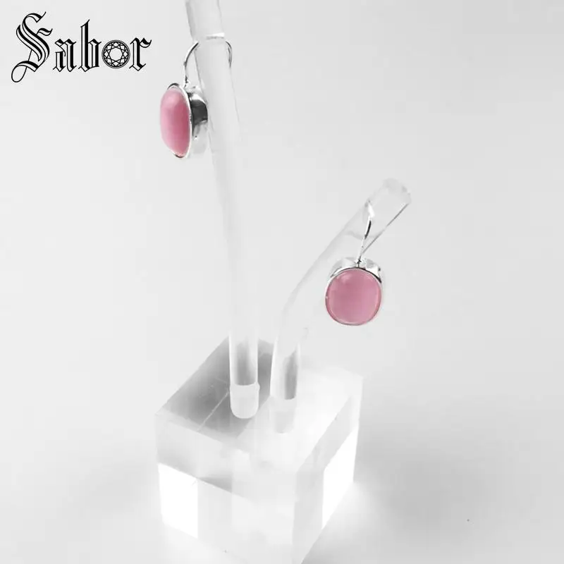 Серьги Подвески Розовые Овальные романтический подарок для женщин серебряного
