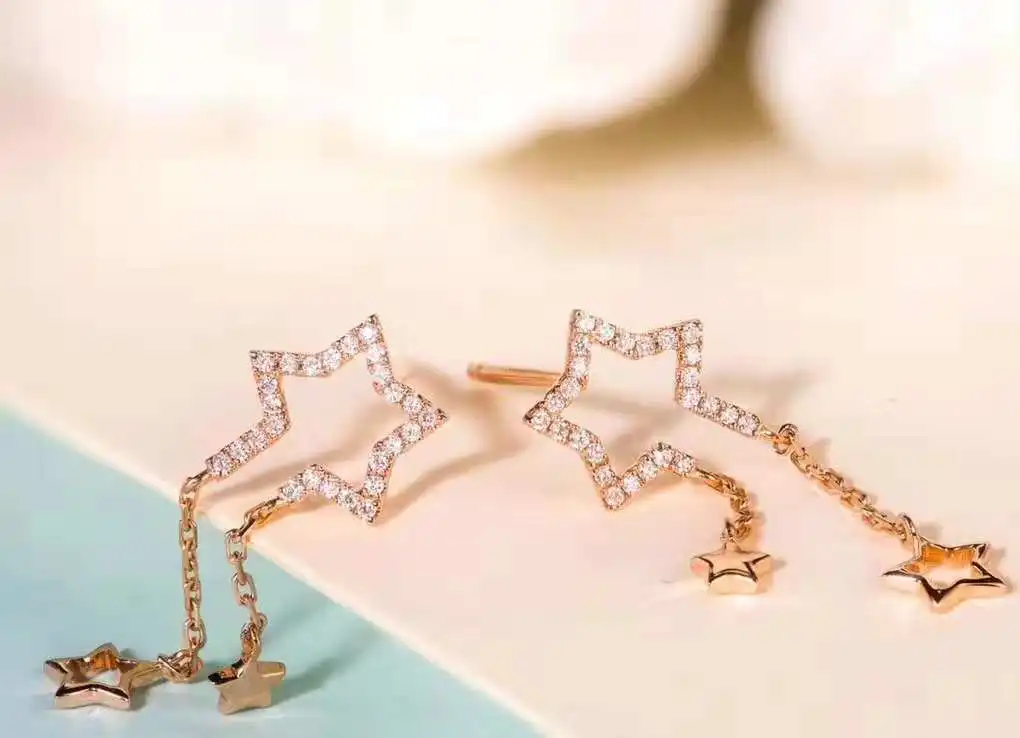 0.13ct SI/H Natural Diamonds Stud Earrings Solid 18k Rose Gold Women Earrings Fine Jewelry