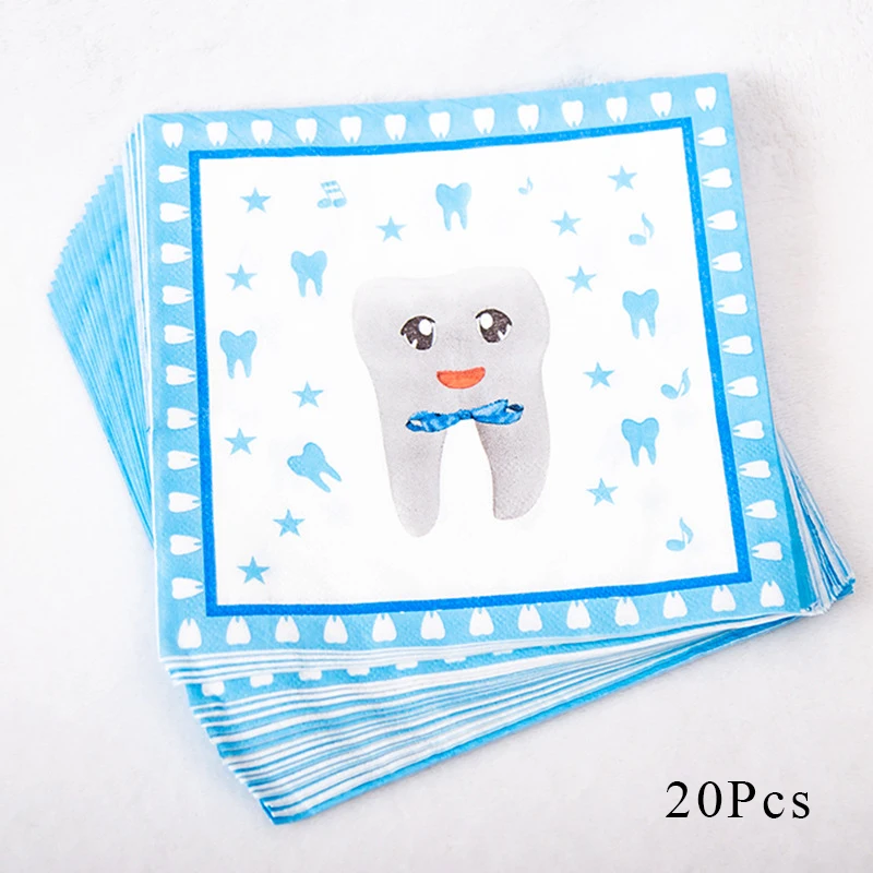 Blue tissue x 20 Вечерние украшения для девочек и мальчиков с изображением моего первого зуба, бумажный стаканчик, тарелка розового и синего цвета для вечеринки в честь Дня рождения детей, AH44 - Цвет: Blue tissue x 20