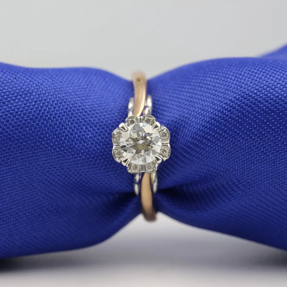 LASAMERO 0.50CT FG/SI Round Cut Natural Diamond Ring For Women 18k White Gold 2 Tone Certified Engagement Wedding | Украшения и