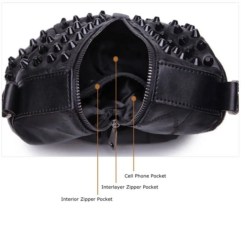 CAJIFUCO Spiked Handbag Genuine Leather Women Shoulder Bag Lambskin Studded Pillow Metal Rivet Crossbody Bolsos Mujer | Багаж и сумки