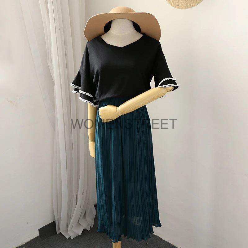 Spring new Chiffon pleated skirt sweet and cute Four-color optional skirts Elastic waist women | Женская одежда