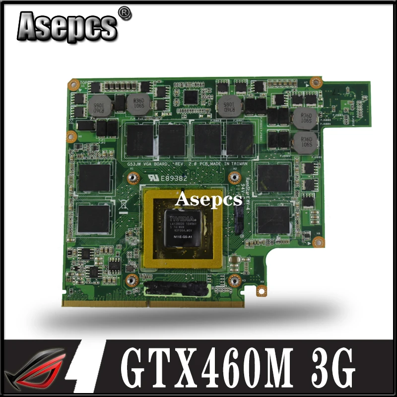 Asepcs GTX460M 12 memory G53S G73S G53SX G53SW G73SW G73JW notebook Graphic Video VGA Card 3G для For Asus G53JW G73 G53 - купить по