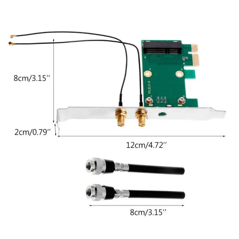 2021 Новая беспроводная Wi-Fi сетевая карта Mini PCI-E к 1X настольный адаптер + 2 антенны |