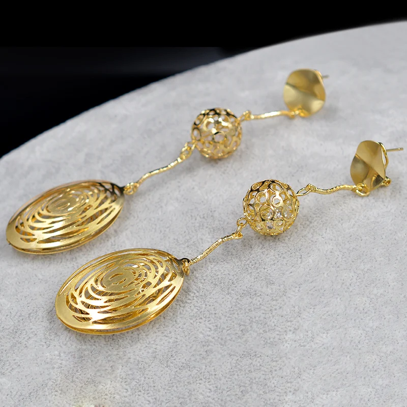 Sunny Jewelry длинные висячие Висячие женские серьги высокое качество изысканный циркон круглый шар выдалбливают