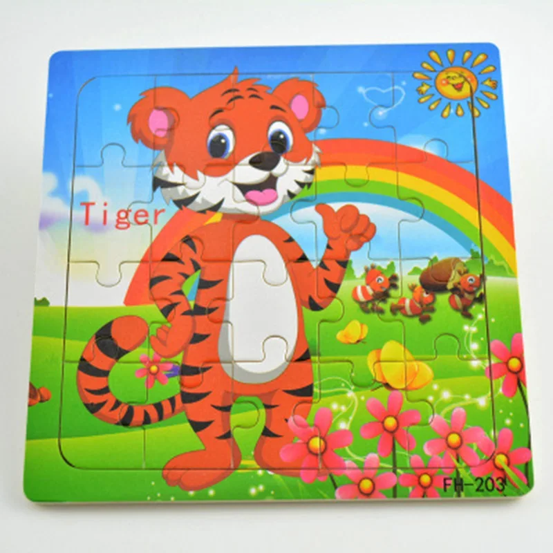 Деревянные пазлы Мультяшные тигровые игрушки Развивающие Детские обучающие для
