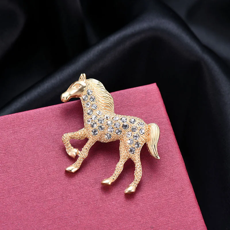 IMucci/Мода маленькая золотая лошадь кристалл животных Прекрасные Броши для Для