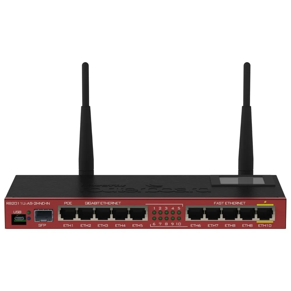 

MikroTik Routerboard RB2011UiAS-2HnD-IN Wifi Router Sfp Port plus 10 Port Ethernet 2.4G 300M