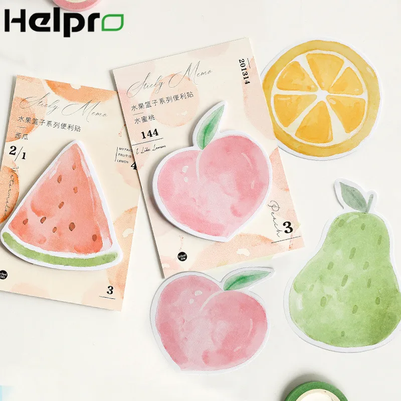 Helpro 30 листов мультфильм липкие заметки милые фрукты этикетки блокнот бумага
