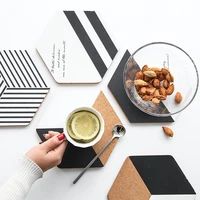 simple black white wood drink coaster coffee cup mat tea pad dining fashion soft wooden placemats decoration accessories 1pcs
