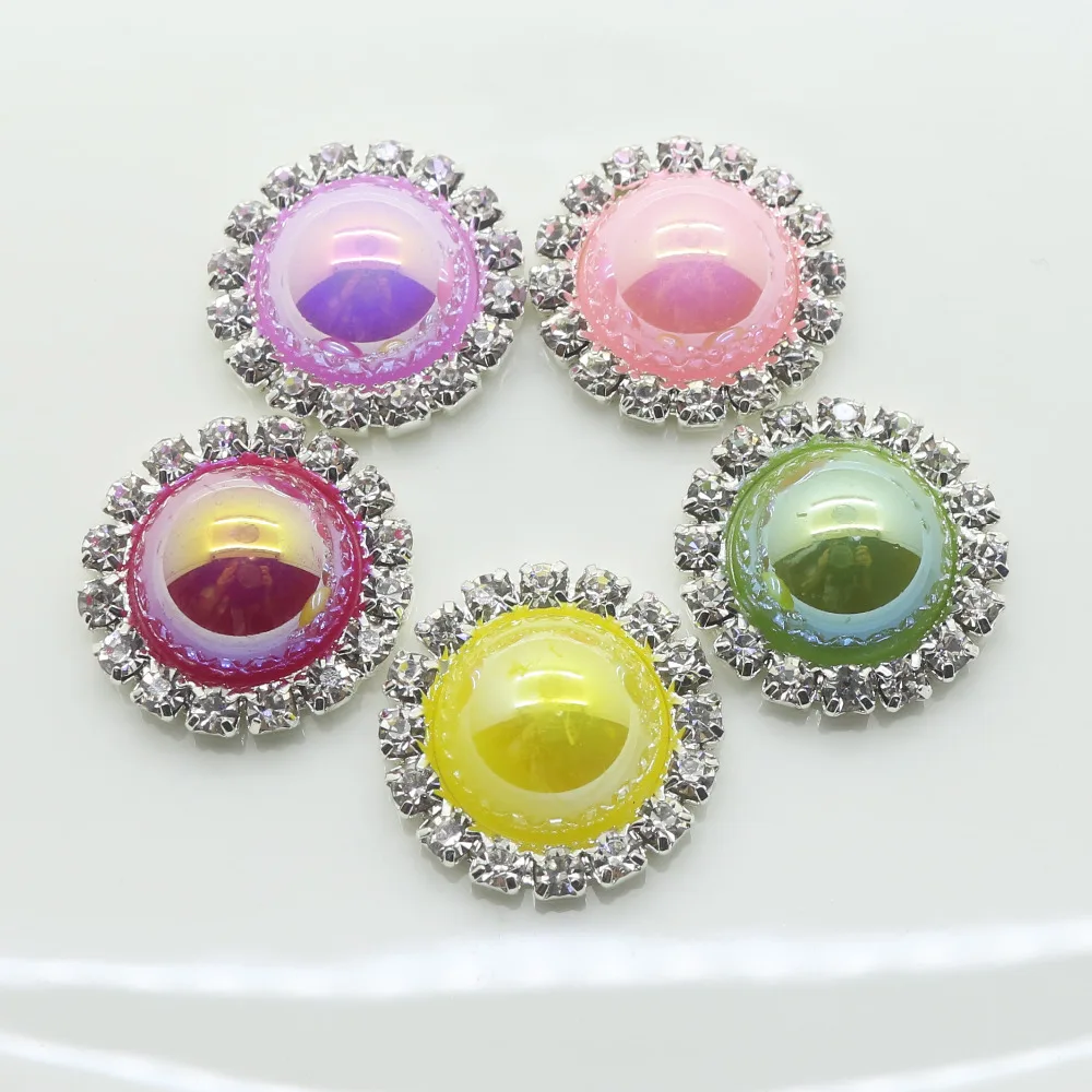 Круглые яркие жемчужные Кнопки 21 мм со стразами кнопки для подноса кепка