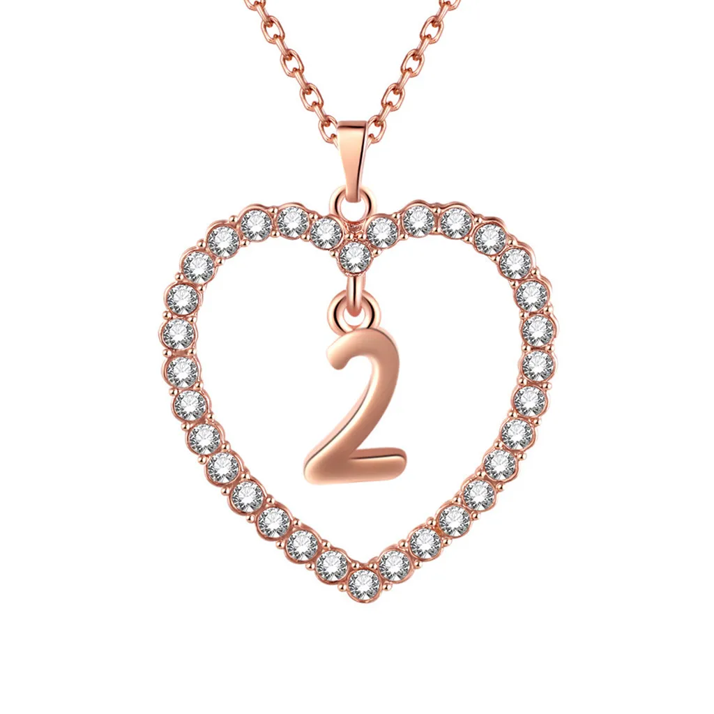 Women necklaces jewellery Lucky Number chokers for women 0-9 Zircon Love Heart wholesale jewelry statement 0517 | Украшения и