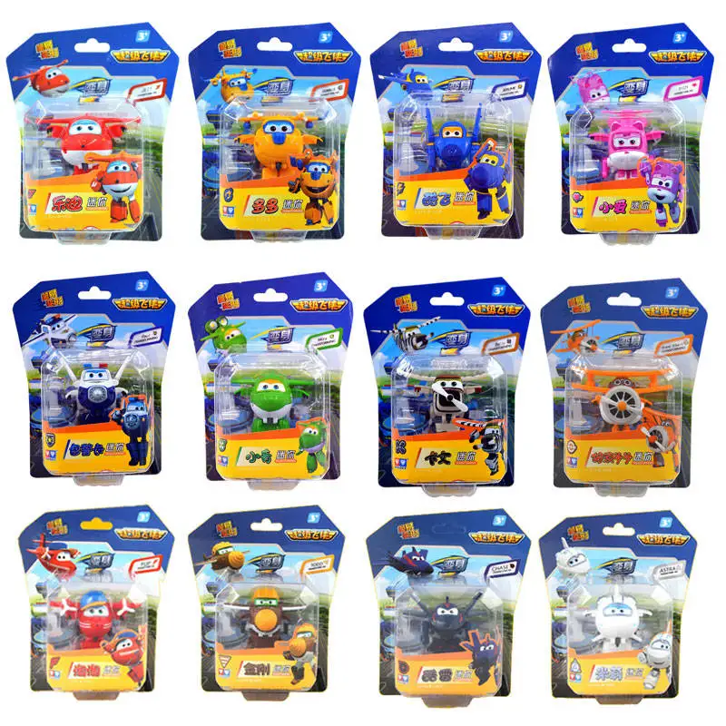12pcs With Color Box Оригинальная коробка, мини Супер Крылья, деформация, самолет, робот, игрушка, фигурки, Супер крыло, трансформация, игрушки для детей, подарки - Цвет: 12pcs With Color Box